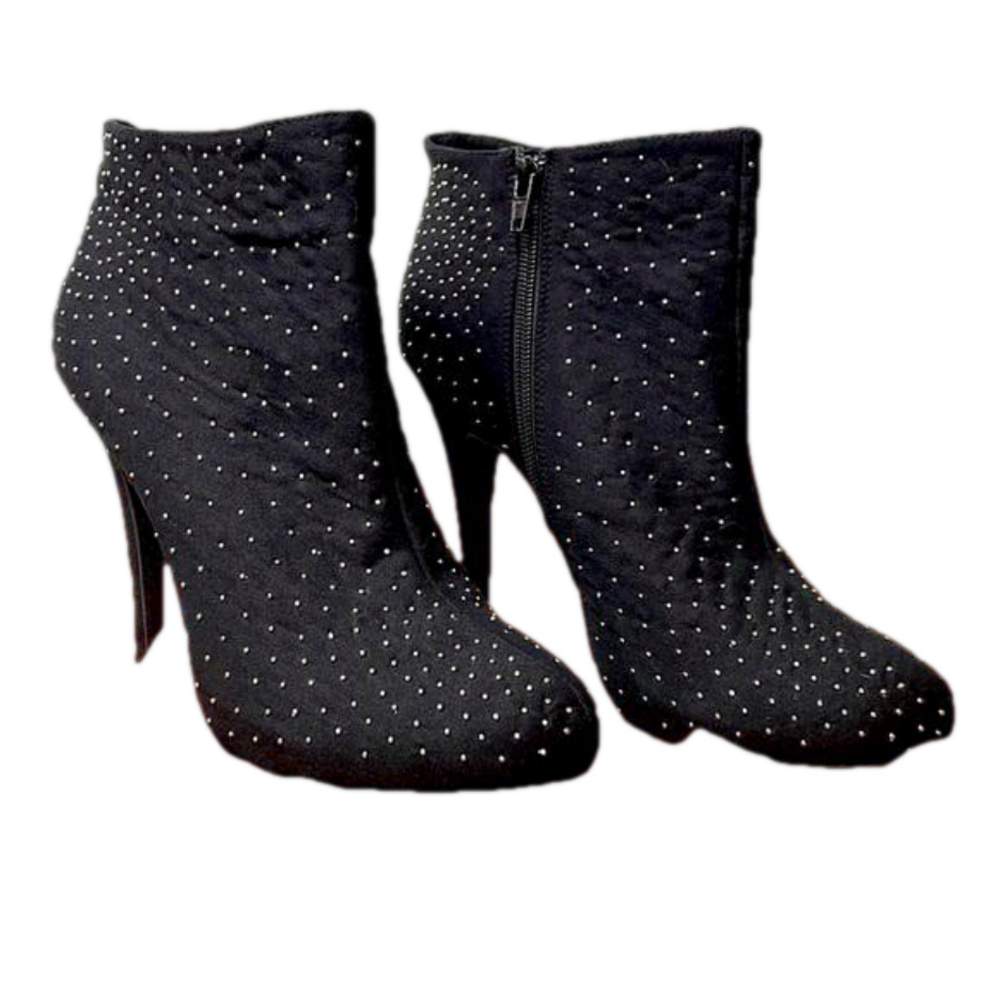 PAZZO Black w/ Gold Studs Ankle Boots Size 9.5